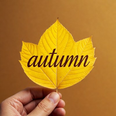 Hand holding autumn leaf