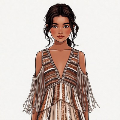 Asian girl in fringed dress