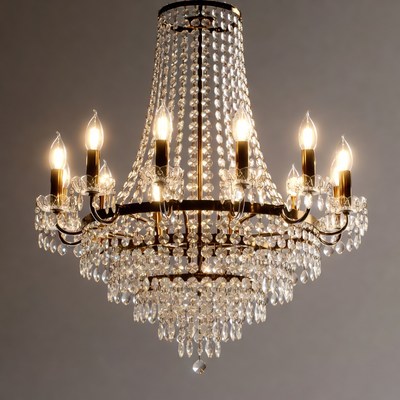 Crystal Chandelier with Lit Candles
