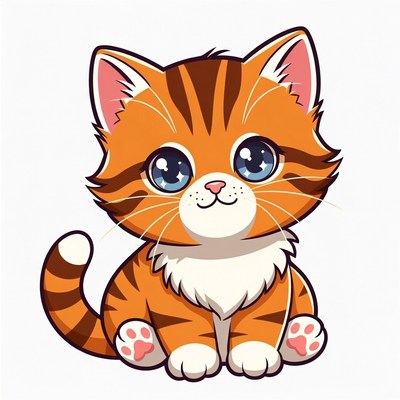 Cute orange tabby kitten illustration