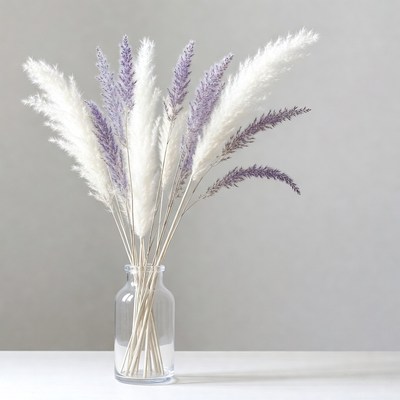 Pampas Grass in Glass Vase