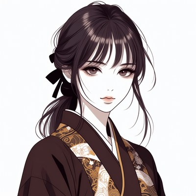 Anime girl in kimono
