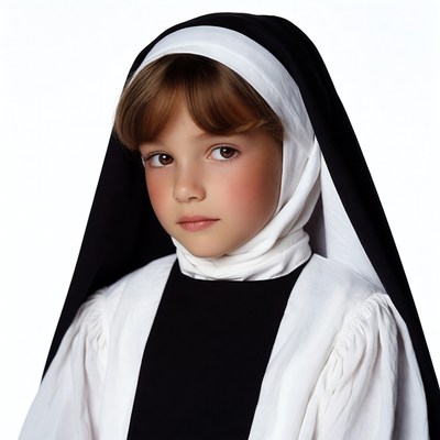 Young girl in nun habit