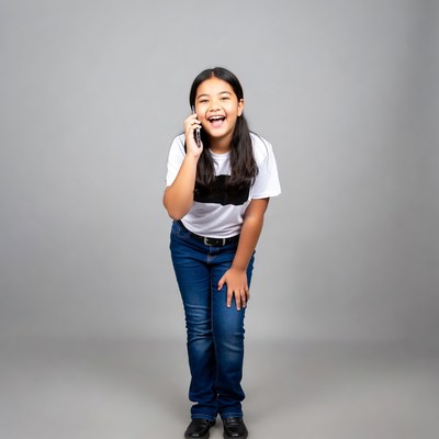 Asian girl talking on phone