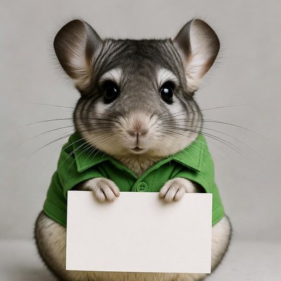Chinchilla holding blank sign