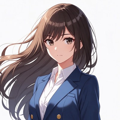 Anime girl in navy blazer