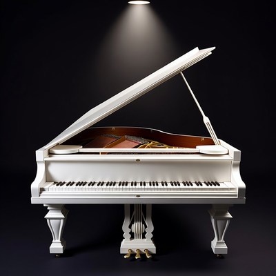 White Grand Piano Spotlight