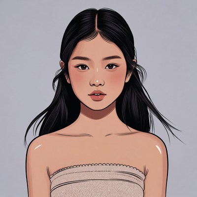 Asian girl in tube top portrait