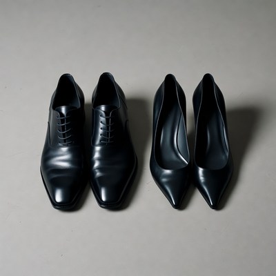 Black men's dress shoes and high heels
