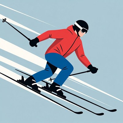 Man skiing downhill with goggles