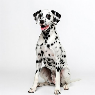 Dalmatian dog sitting on white background
