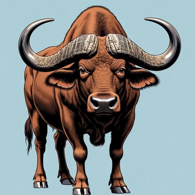 Buffalo with large horns