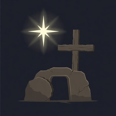 Shining Star over Empty Tomb Cross