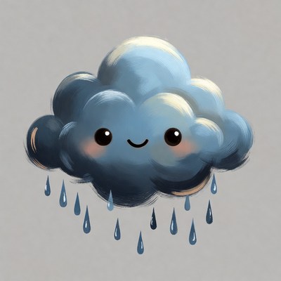 Cute Smiling Cloud Raining