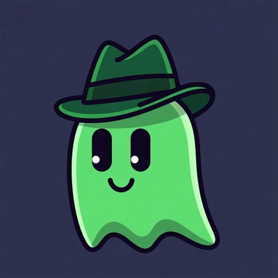 Green Ghost Wearing Hat