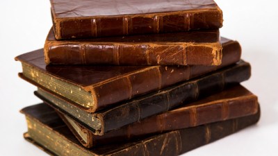 Stack of Antique Leather Books