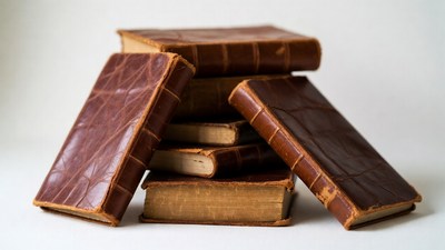 Stack of Leather Bound Books
