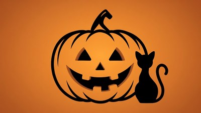 Jack-o'-lantern with black cat