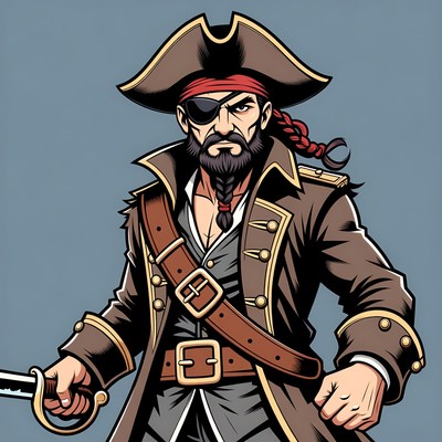 Cartoon pirate man with sword