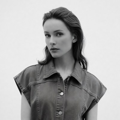 Woman in denim jacket portrait