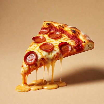 Pepperoni Pizza Slice Dripping Cheese