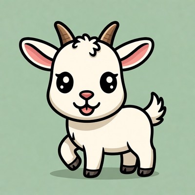 Cute cartoon baby goat