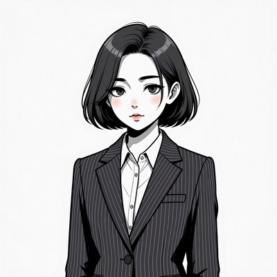 Asian woman in black suit