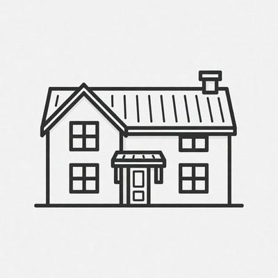 Line drawing house with porch