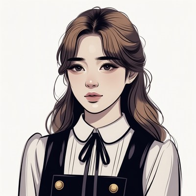 Anime girl in black pinafore dress