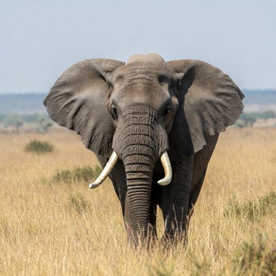 African elephant standing in savanna grass