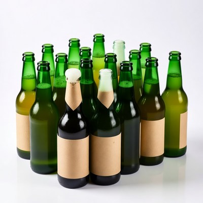 Assortment of Green Beer Bottles