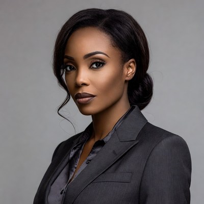 African-American woman in gray suit