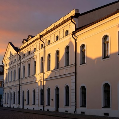 Yellow Historic Building at Sunset