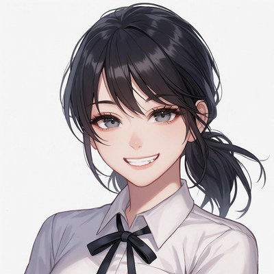 Anime girl smiling in school uniform