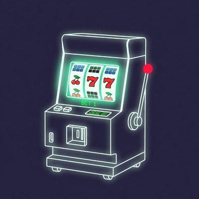Neon Slot Machine with Cherries and Sevens