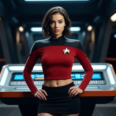 Woman in red Star Trek uniform