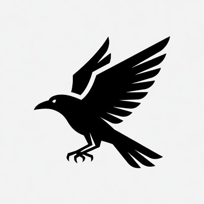 Flying Black Crow Silhouette
