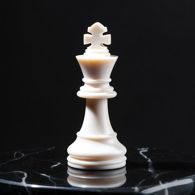 White King Chess Piece on Black Marble