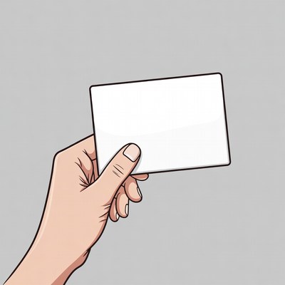 Hand holding blank card