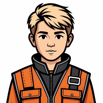 Blonde Boy in Orange Safety Vest