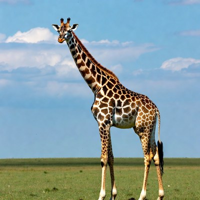 Giraffe standing in grassy savanna