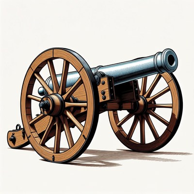 Vintage wooden cannon illustration