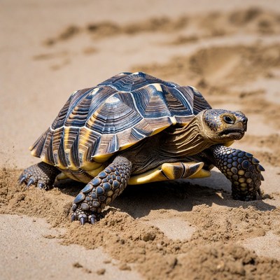 Radiated Tortoise on Sandy Beach