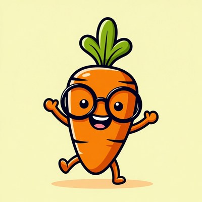 Cartoon Carrot Wearing Glasses Dancing