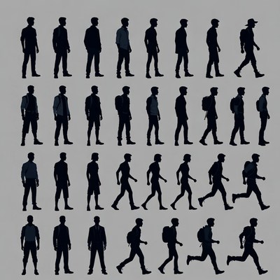 Male Silhouette Walking Poses