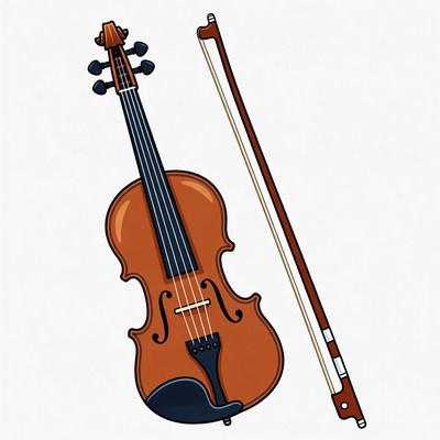 Violin with Bow Illustration