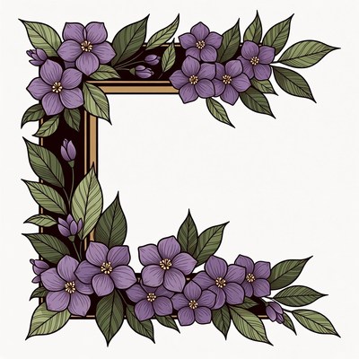 Purple Flowers Ornate Frame