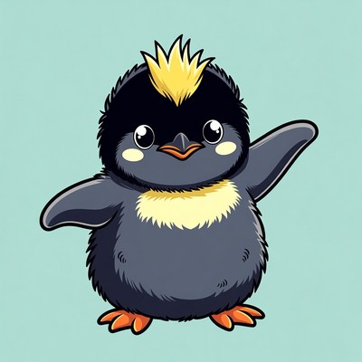 Cute cartoon penguin with mohawk