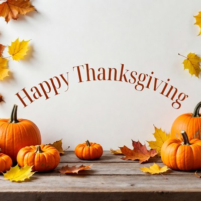 Happy Thanksgiving Pumpkins and Leaves