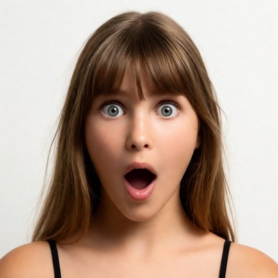 Girl with wide eyes and open mouth